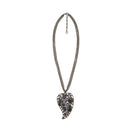 Hematite-Tone Metal Black Faceted Stone Metal White Crystal Necklace