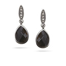 Silver-Tone Metal Black And White Crystal  Tear Drop Earrings
