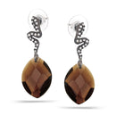 Hematite-Tone Metal Smokey Crytal Snake Crystal Stud Earrings