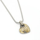 TWO TONE  ENGRAVED HEART PENDANT NECKLACE