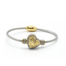 TWO TONE ENGRAVED HEART CLASSIC CABLE BRACELET