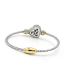 TWO TONE ENGRAVED HEART CLASSIC CABLE BRACELET