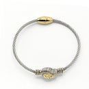 TWO TONE ENGRAVED HEART CLASSIC CABLE BRACELET