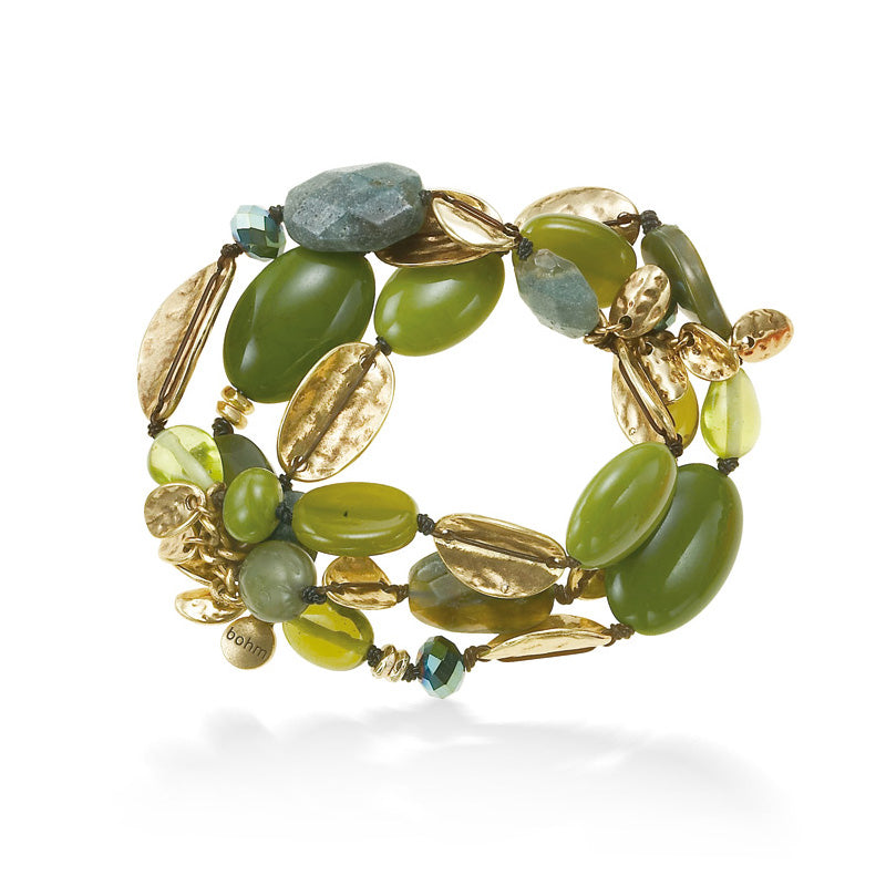 GREEN STONE STRETCH  BRACELETS