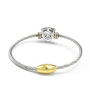 TWO TONE LIGHT TOPAZ CRYSTAL CLASSIC CABLE BRACELET