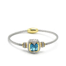 TWO TONE AQUA BLUE CRYSTAL CLASSIC CABLE BRACELET
