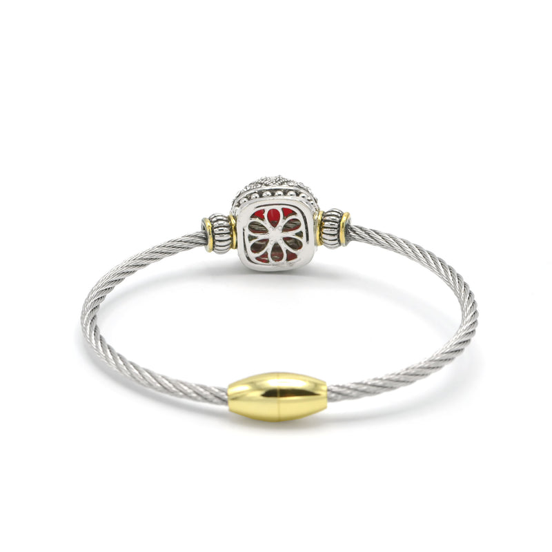 TWO TONE RED CRYSTAL CLASSIC CABLE BRACELET