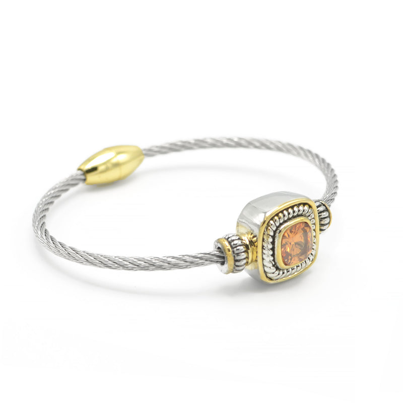 TWO TONE CHAMPAGNE CRYSTAL CLASSIC CABLE BRACELET