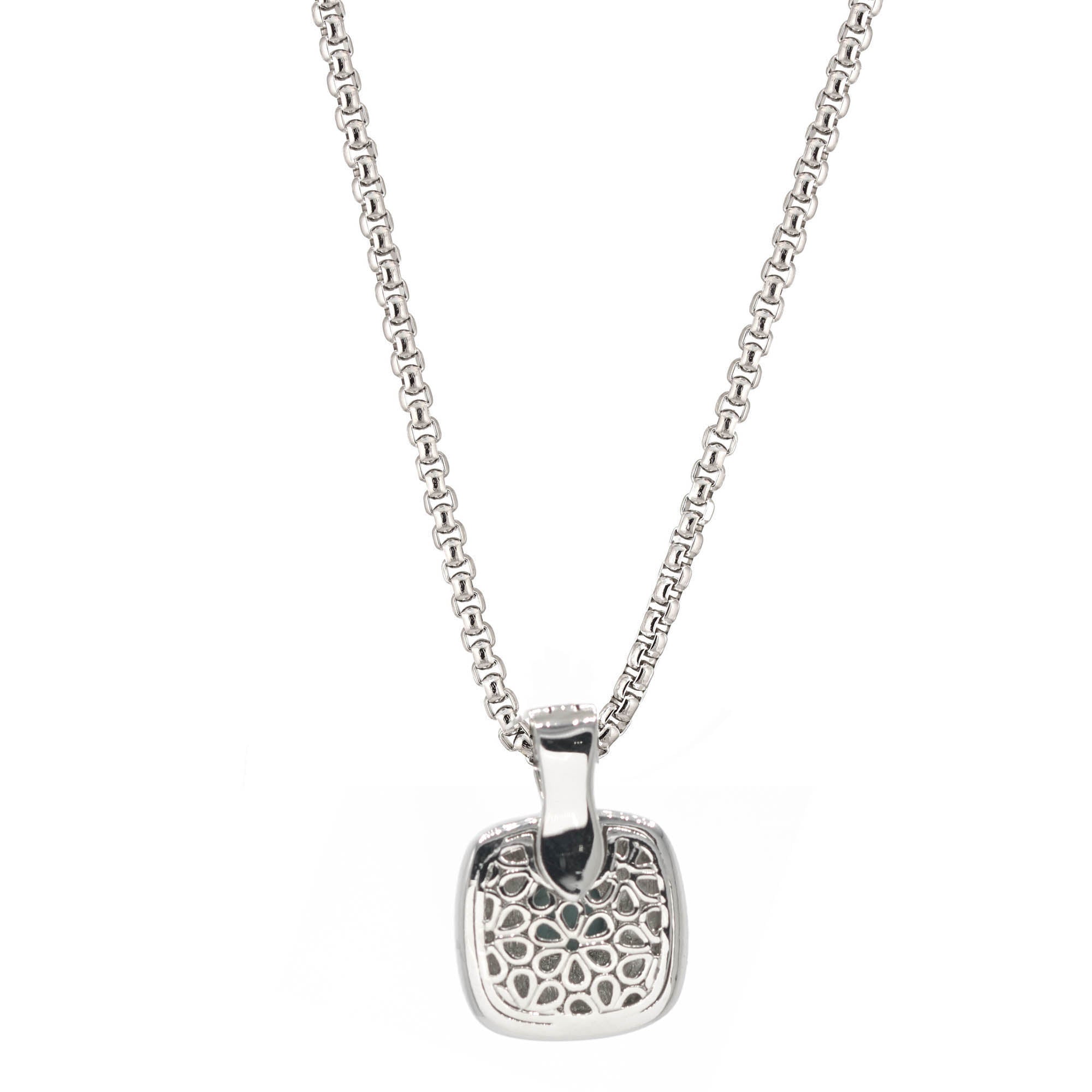 CHaaannn♡ᵕ̈*⑅ TWO TONE CHAMPAGNE CRYSTAL SQUARE PENDANT BOX CHAIN NECKLACE