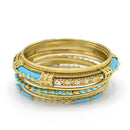 GOLD AND TURQUOISE 8PCS BANGLE SET