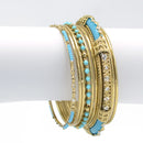 GOLD AND TURQUOISE 8PCS BANGLE SET