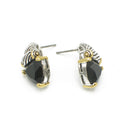 TWO TONE BLACK CRYSTAL CLASSIC STUD EARRINGS