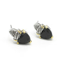 TWO TONE BLACK CRYSTAL CLASSIC STUD EARRINGS