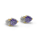 TWO TONE AMETHYST CRYSTAL CLASSIC STUD EARRINGS