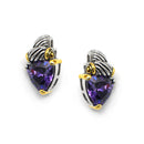 TWO TONE AMETHYST CRYSTAL CLASSIC STUD EARRINGS
