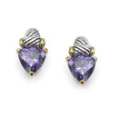 TWO TONE AMETHYST CRYSTAL CLASSIC STUD EARRINGS