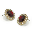 GOLD RED CRYSTAL AND RHINESTONES STUD EARRINGS