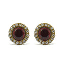 GOLD RED CRYSTAL AND RHINESTONES STUD EARRINGS