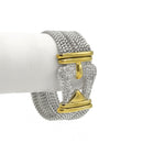 TWO TONE HORSE SHOE PAVE CRYSTAL MULTI STRANDS MAGNETIC CLASP BRACELET