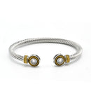 TWO TONE CLEAR CRYSTAL CLASSIC CABLE BRACELET