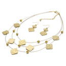 GOLD SQUARE EARRINGS AND LAYERED NECKLACE