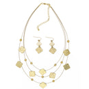 GOLD SQUARE EARRINGS AND LAYERED NECKLACE