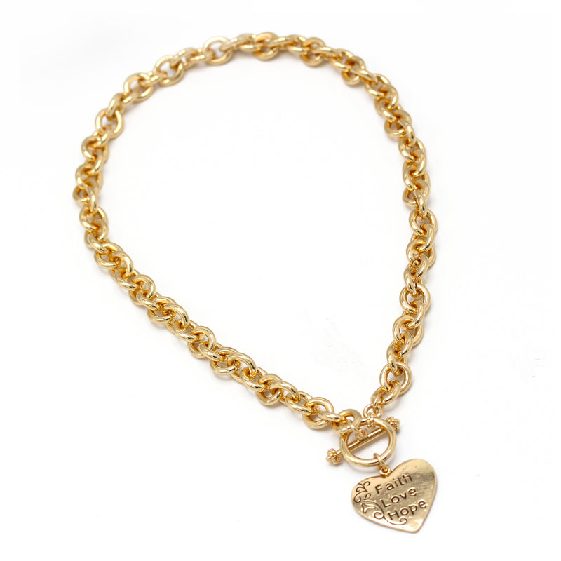 Gold Heart Pendant Chain Necklace