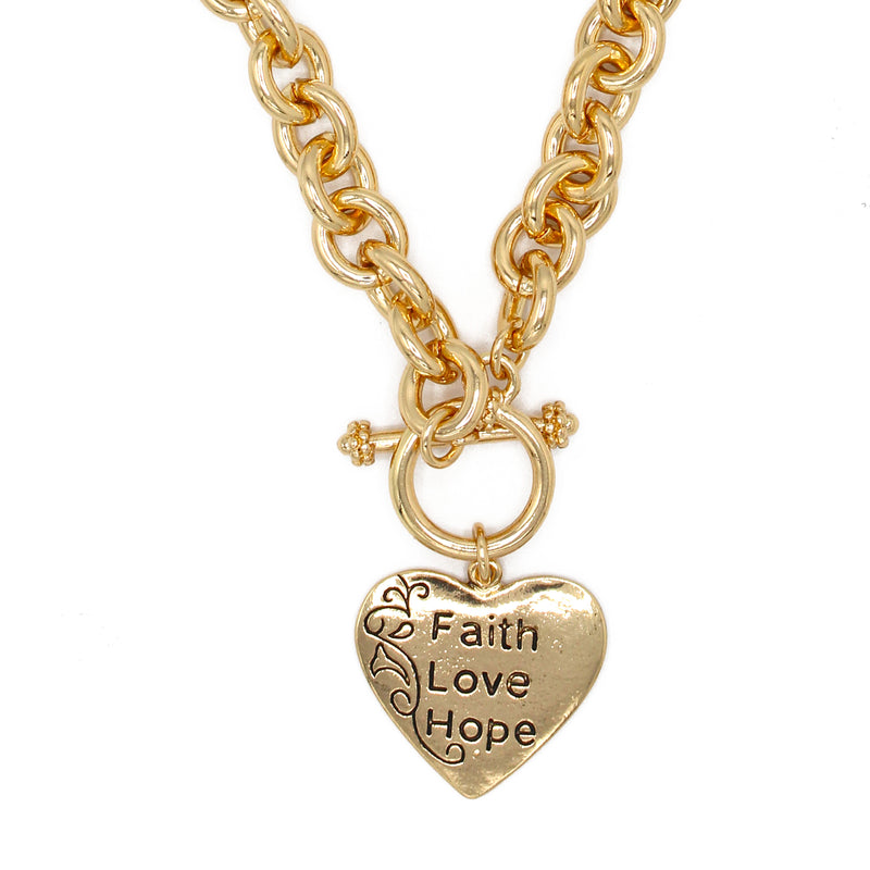 Gold Heart Pendant Chain Necklace
