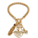Gold Tassel and Heart Charm Bracelet