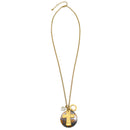 GOLD CROSS AND PEARL ROUND PENDANT NECKLACE