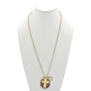 GOLD CROSS AND PEARL ROUND PENDANT NECKLACE