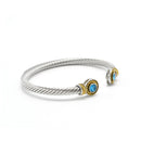 TWO TONE AQUAMARINE CRYSTAL CLASSIC CABLE BRACELET
