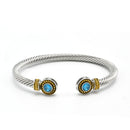 TWO TONE AQUAMARINE CRYSTAL CLASSIC CABLE BRACELET