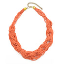 CORAL SEED BEAD MULTI LAYERED NECKLACE