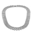 Silver Polished Wide Panther Link Chain Choker Necklace