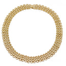 Gold Polished Wide Panther Link Chain Choker Necklace