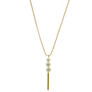 GOLD BIG CREAM PEARL LONG TASSEL NECKLACE