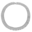 Silver Polished Wide Panther Link Chain Choker Necklace