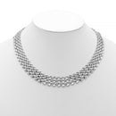 Silver Polished Wide Panther Link Chain Choker Necklace