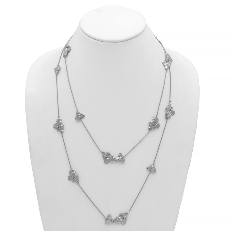 MATTE FINISHED RHODIUM LONG NECKLACE