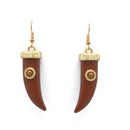 GOLD BURGUNDY/BROWN HORN EARRINGS