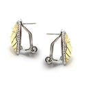 TWO TONE ENGRAVED HEART EARRINGS