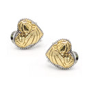 TWO TONE ENGRAVED HEART EARRINGS