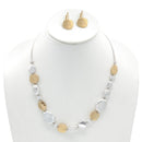 Two-Tone Silver And Gold Hammered Earrings And Necklace Set
