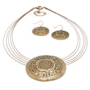 Gold Oxidized Pendant Necklace And Earrings Set