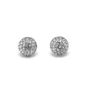RHODIUM HALF A BALL RHINESTONES CRYSTAL EARRINGS