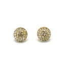 GOLD HALF A BALL RHINESTONES CRYSTAL EARRINGS