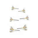 GOLD CRYSATAL GRADUATED SET OF 3 STUD EARRINGS