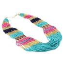 Gold Multicolor Seed Bead Statement Layer Necklace