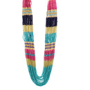 Gold Multicolor Seed Bead Statement Layer Necklace